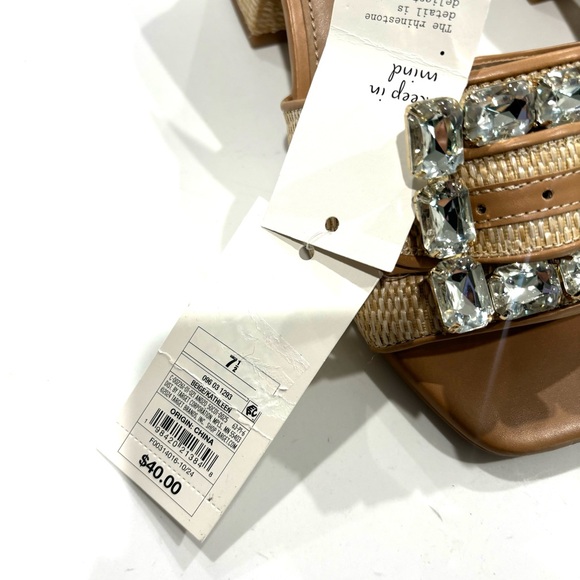 The Impeccable Pig Tan Mules with Crystal Embellishments - Picture 2 of 2